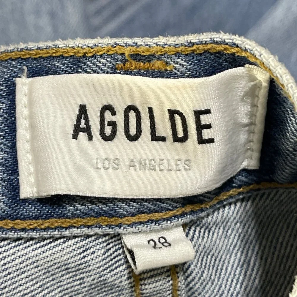 Agolde Vintage High Rise Jeans Size 28 Cotton Light Wash Fading - Picture 3 of 6